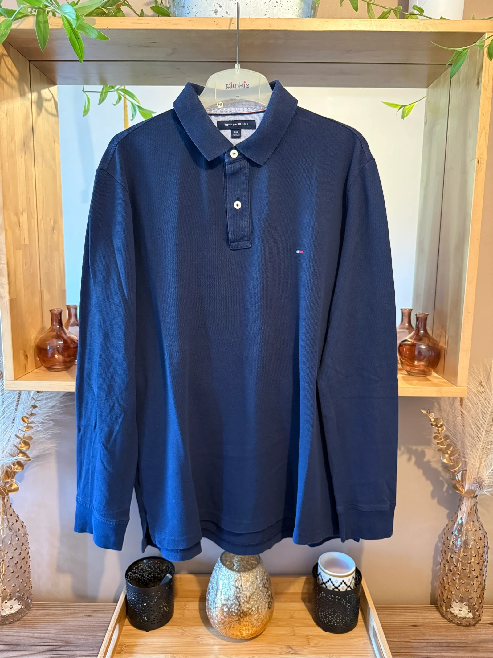 Polo Tommy Hilfiger homme L bleu marine manches longues – Très bon état